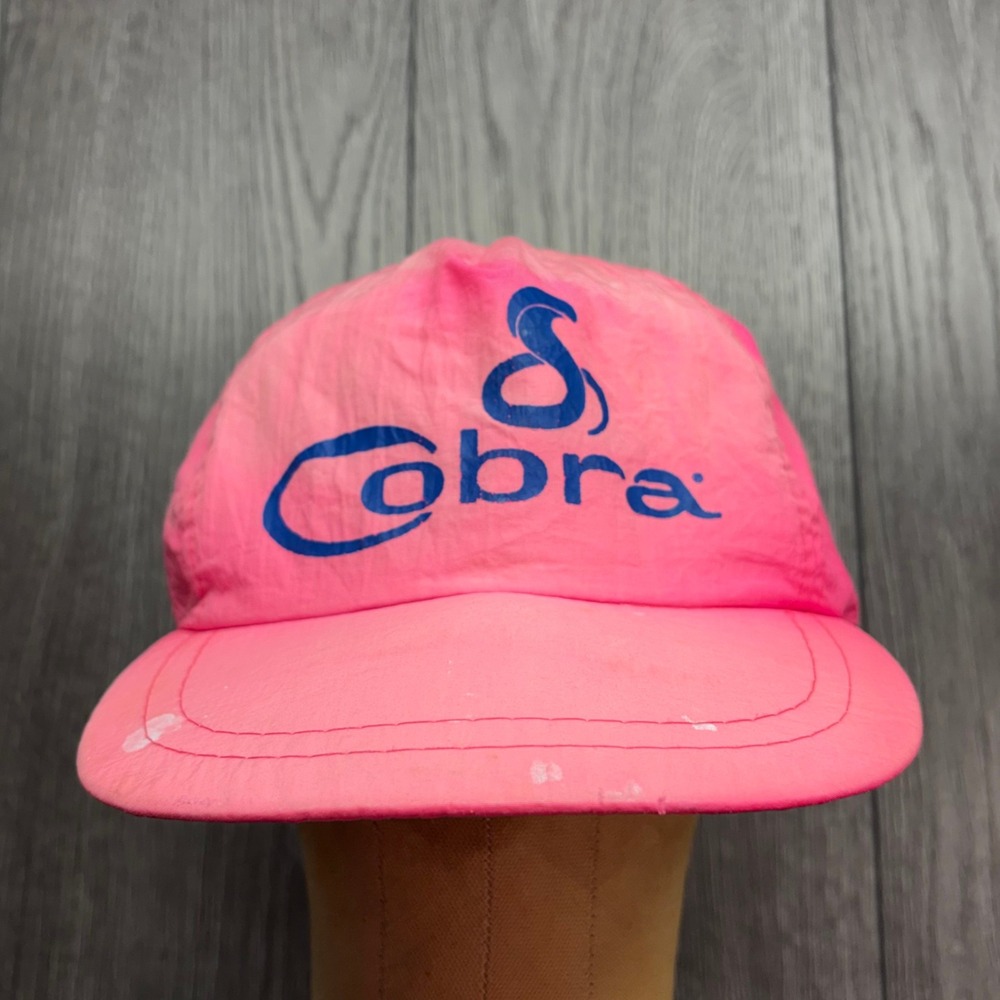 Vintage Cobra Golf Hat Neon Pink Nylon Snapback 90s Retro Athletic Cap Mens